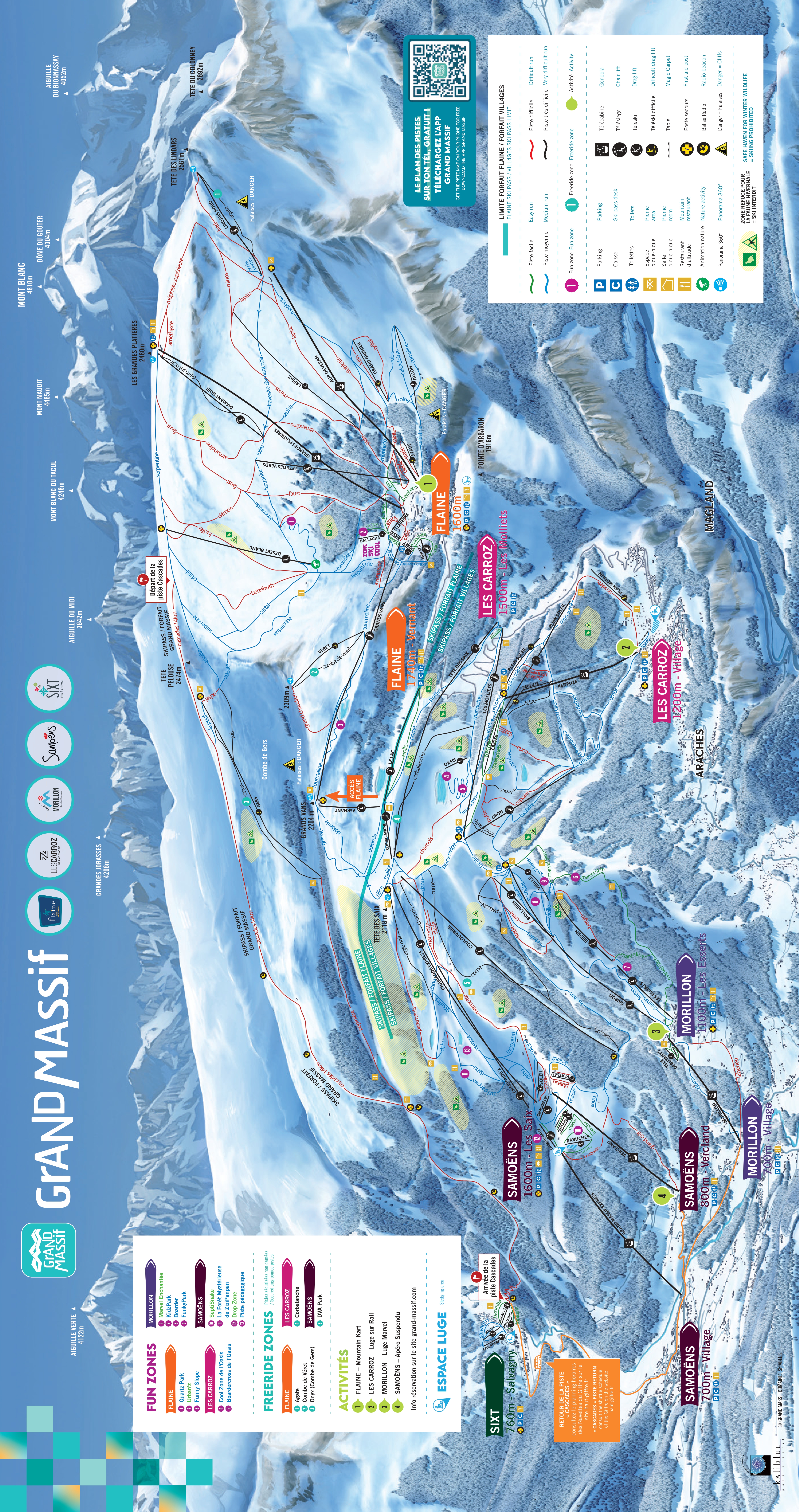 Grand Massif Piste Map - Samoëns - Morillon - Flaine - Les Carroz - Sixt